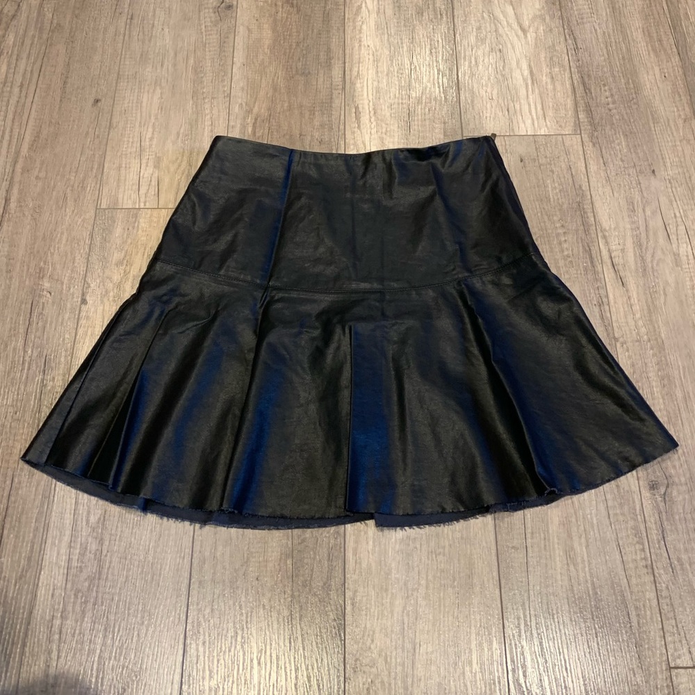 Faux Black Leather Skater Skirt